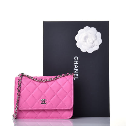 Chanel Lambskin Quilted Mini Wallet On Chain WOC Pink 10 of 10