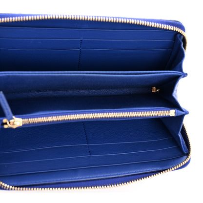 Fendi Snakeskin Mink Fur Studded Karlito Zip Around Wallet Blue 5 of 11