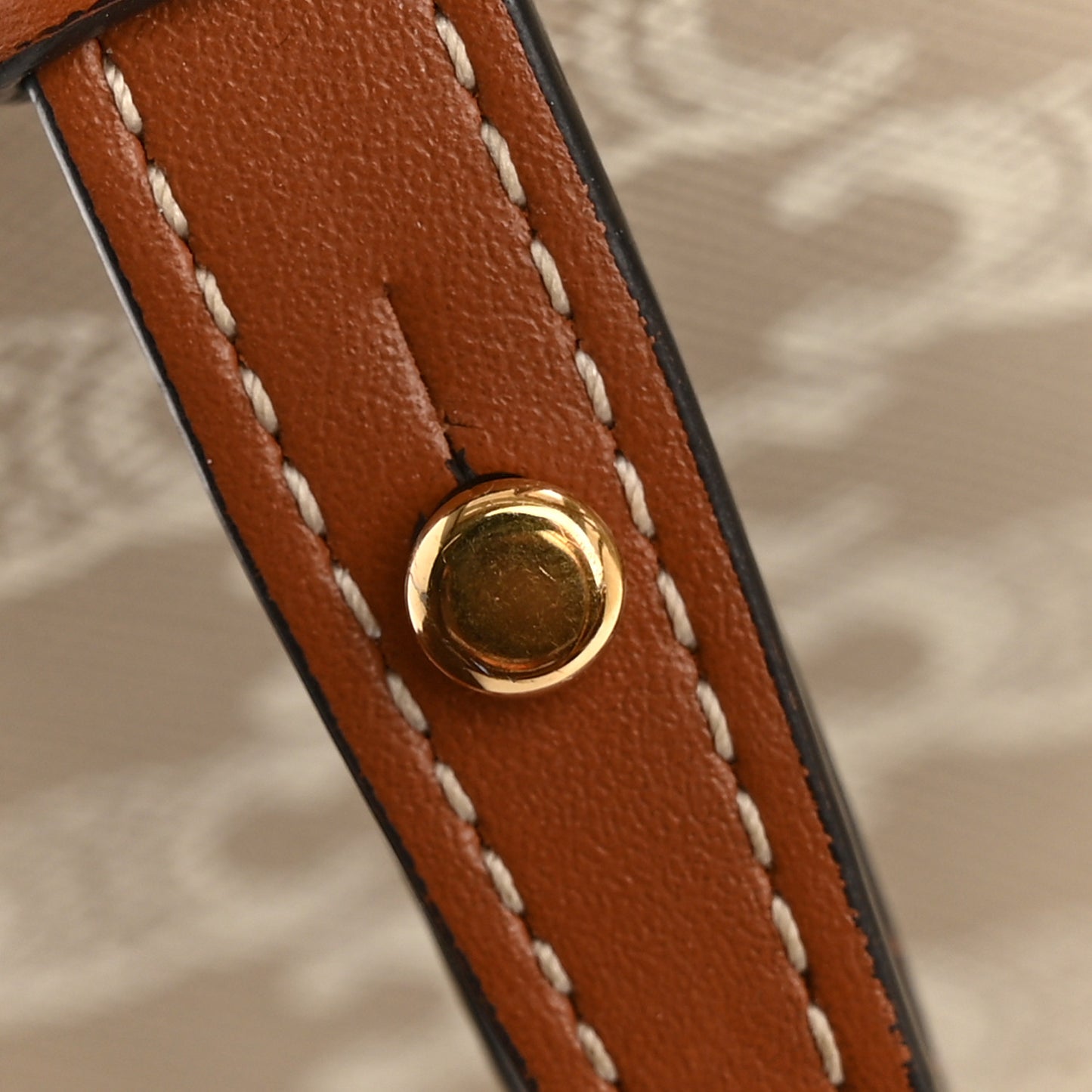 Triomphe Canvas Calfskin Mini Vertical Cabas Grege