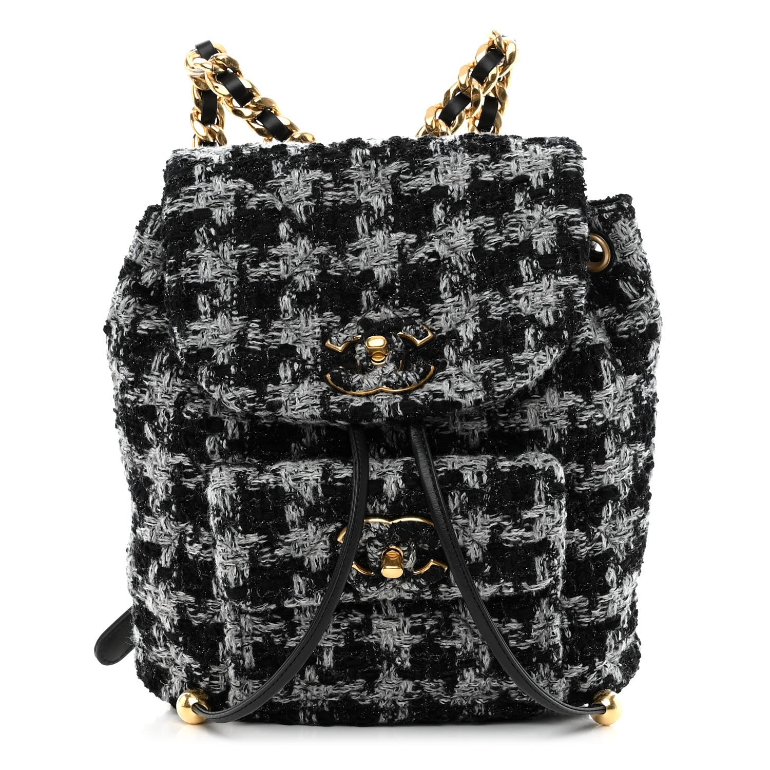 Chanel Wool Tweed Elegant Backpack Black Grey 1 of 9