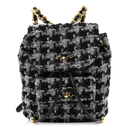 Chanel Wool Tweed Elegant Backpack Black Grey 1 of 9