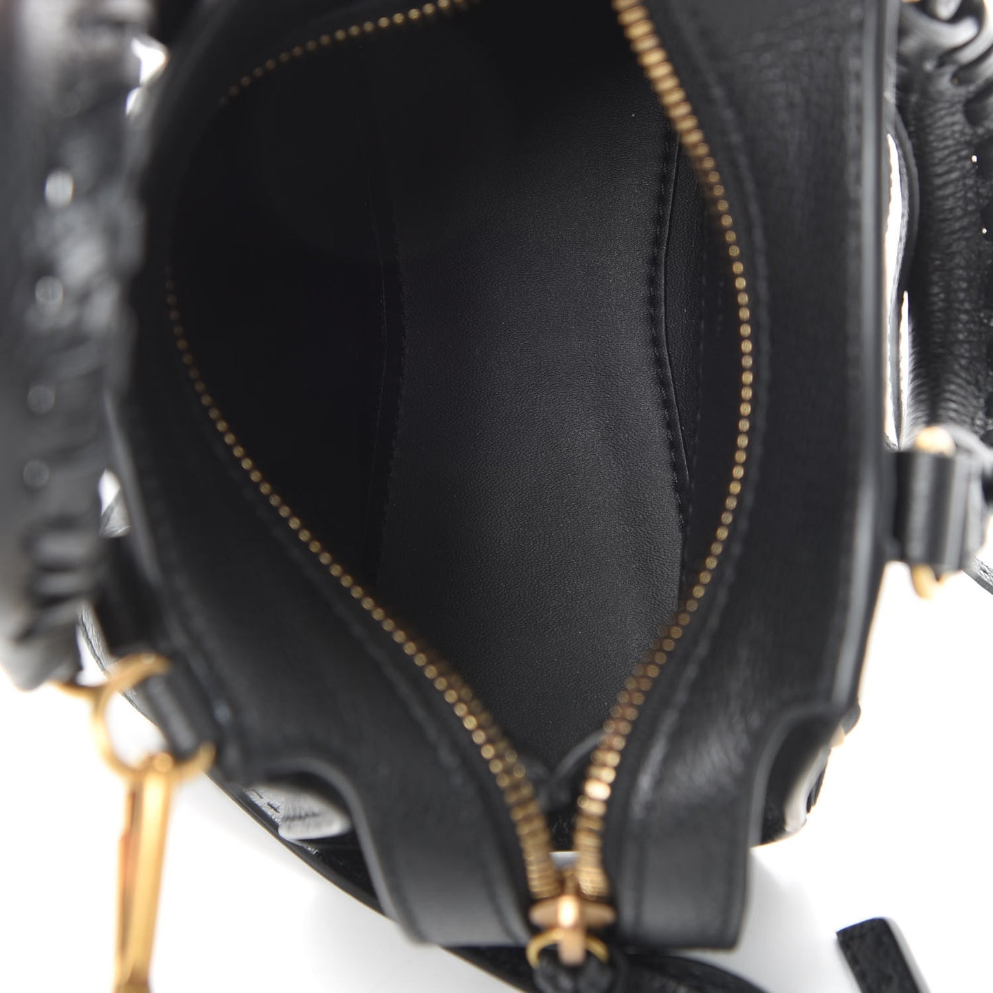 Grained Calfskin Neo Classic Gold Hardware Nano City Crossbody Black