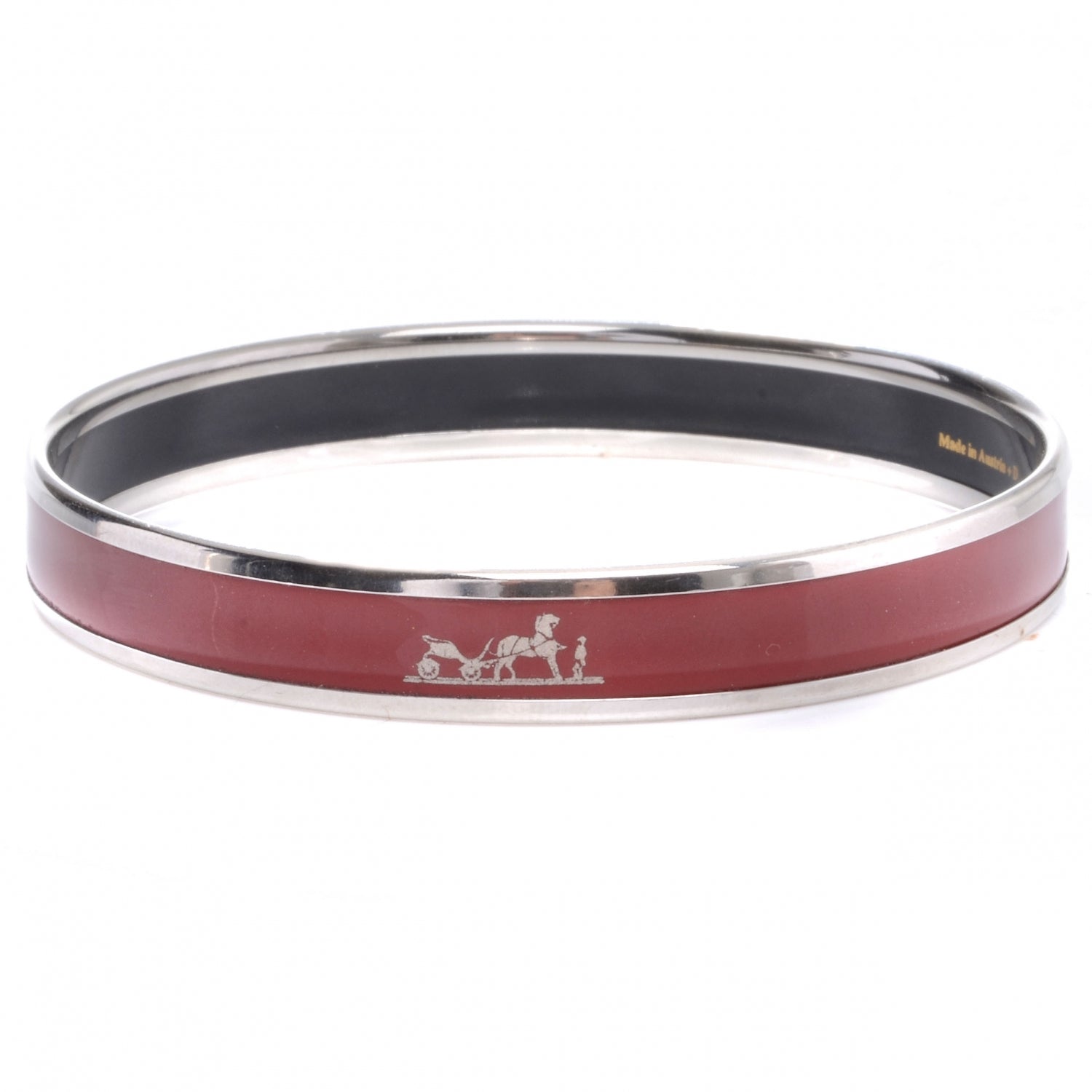 Hermes Enamel Narrow Caleche Bracelet 65 Red 5 of 5