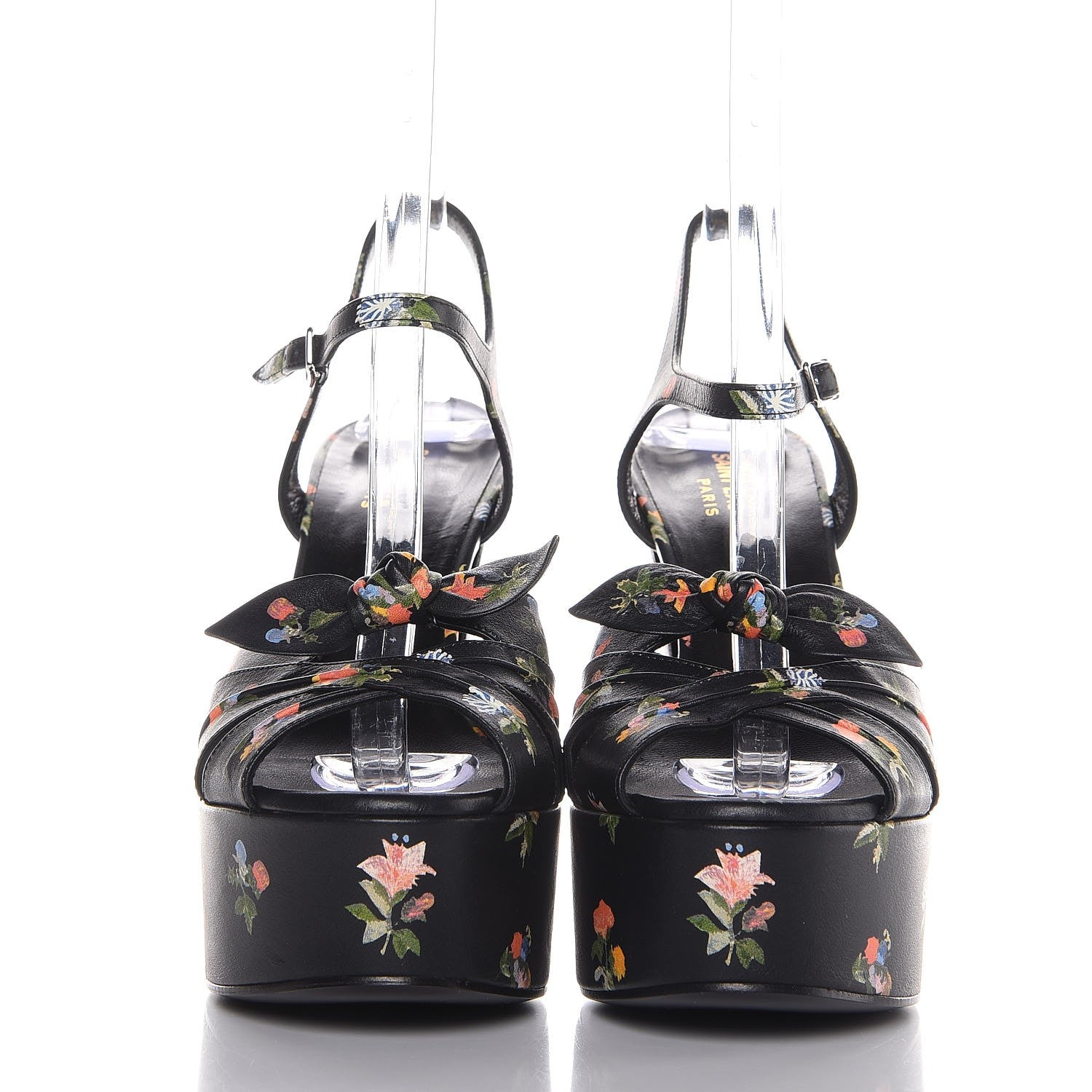 Saint Laurent Calfskin Prairie Printed Candy 85 Platform Sandals 39 Black 2 of 7