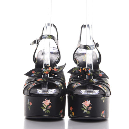 Saint Laurent Calfskin Prairie Printed Candy 85 Platform Sandals 39 Black 2 of 7