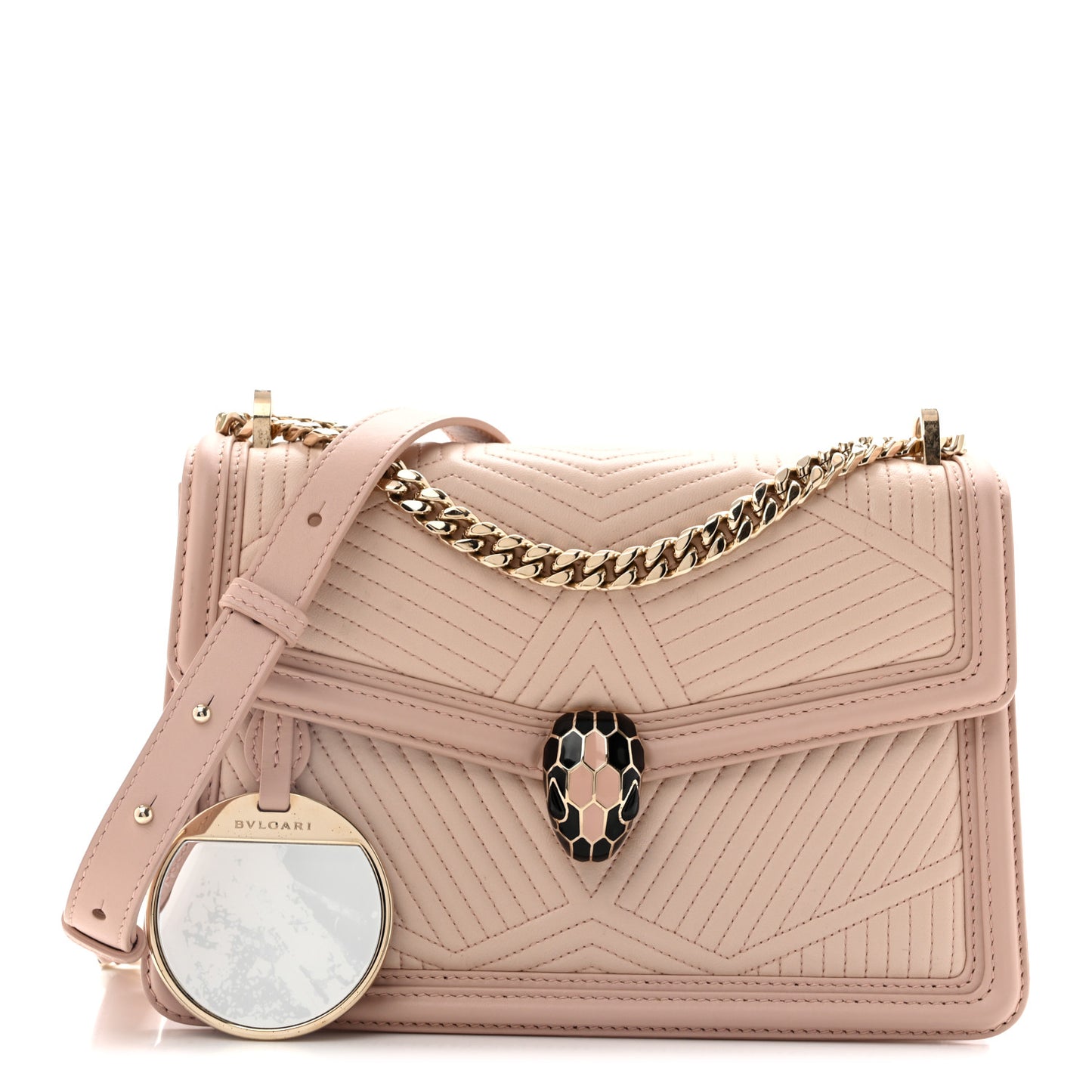 Nappa Quilted Calfskin Serpenti Forever Diamond Blast Shoulder Bag Crystal Rose