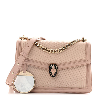 Bulgari Nappa Quilted Calfskin Serpenti Forever Diamond Blast Shoulder Bag Crystal Rose 3 of 13