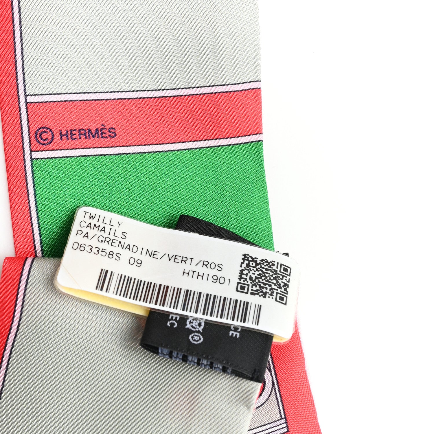 Hermes Silk Camails Twilly Grenadine Vert Rose 3 of 3