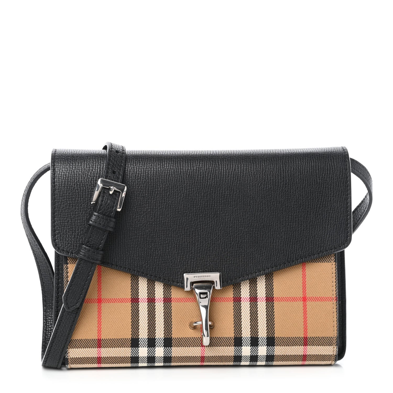 Burberry Derby Calfskin Vintage Check Small Macken Crossbody Bag Black 1 of 8