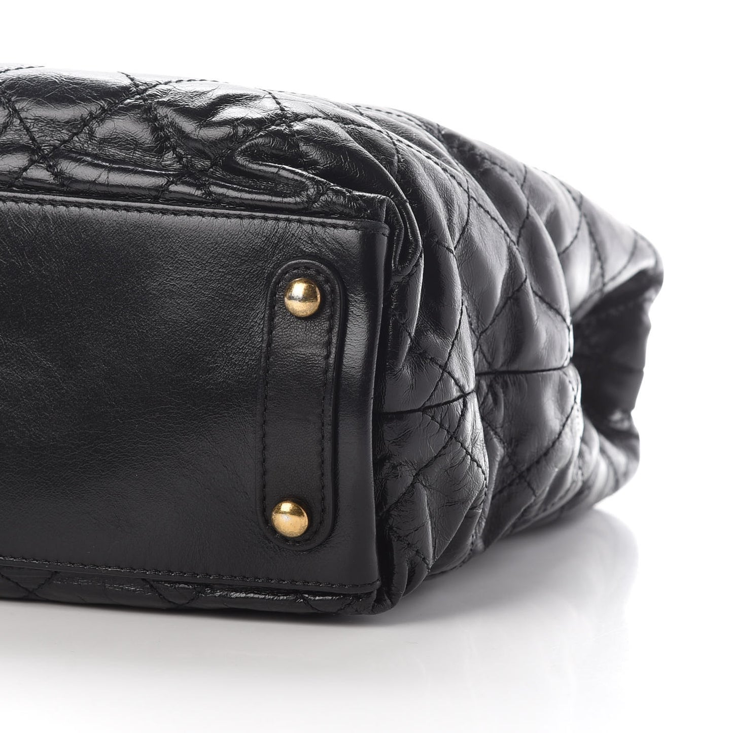 Glazed Calfskin Stingray Large Bindi CC Tote Black