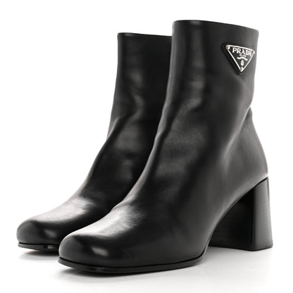 Prada Vitello Metal Triangle Logo Zip 65mm Boots 40 Black 3 of 10
