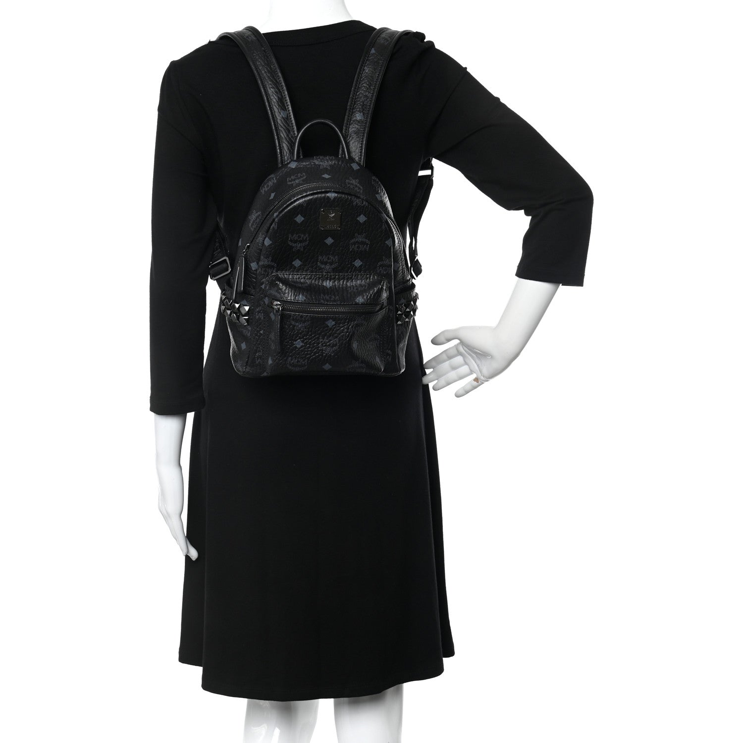 MCM Visetos Side Stud Mini Stark Backpack Black Black 2 of 9