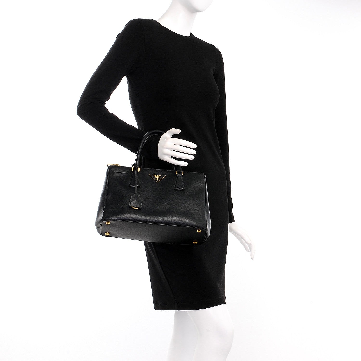 Prada Saffiano Small Galleria Double Zip Tote Black 3 of 11
