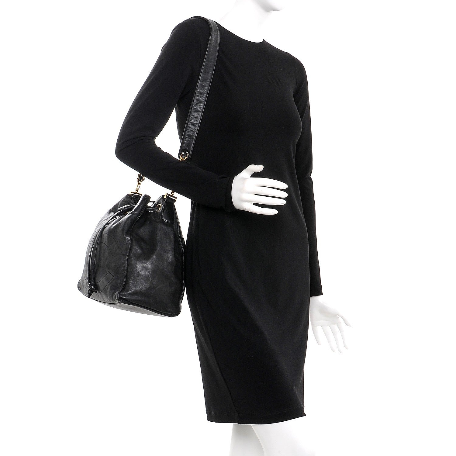 Chanel Lambskin CC Drawstring Shoulder Bag Black 2 of 11