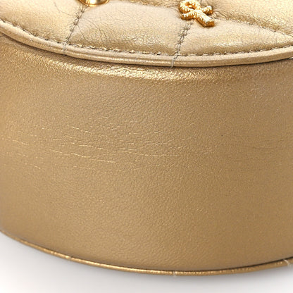 Chanel Metallic Lambskin Quilted Egyptian Amulet Round Clutch With Chain Gold 8 of 9
