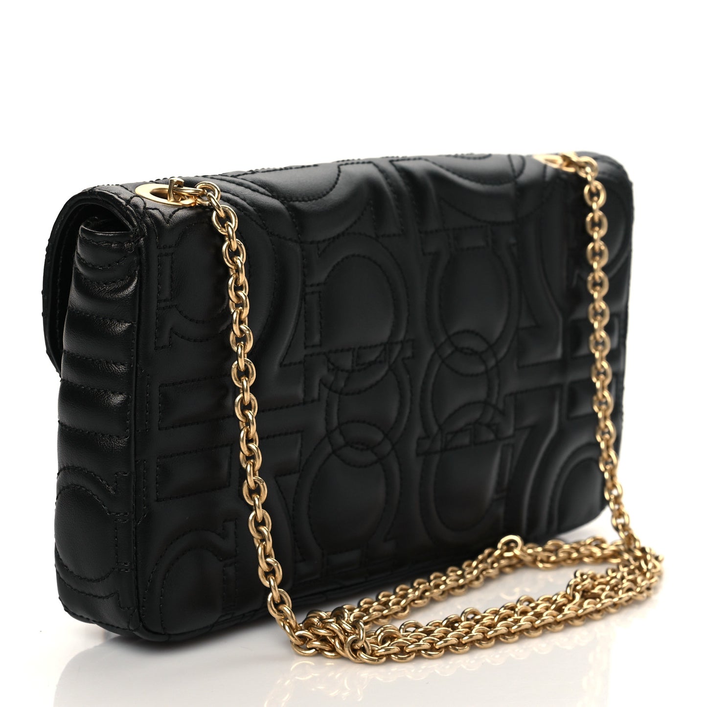 Calfskin Quilted Gancini Mini Bag Black