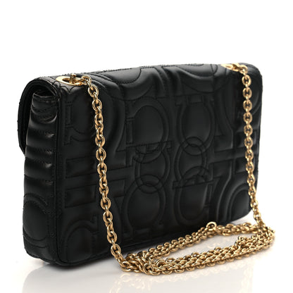 Salvatore Ferragamo Calfskin Quilted Gancini Mini Bag Black 3 of 9