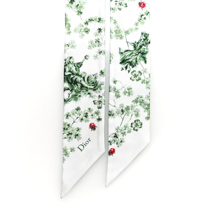 Christian Dior Silk Toile de Jouy Clover Mitzah Scarf Green White 2 of 4