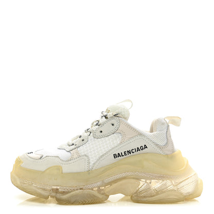 Balenciaga Fabric Mesh Clear Sole Womens Triple S Sneakers 35 White 1 of 12