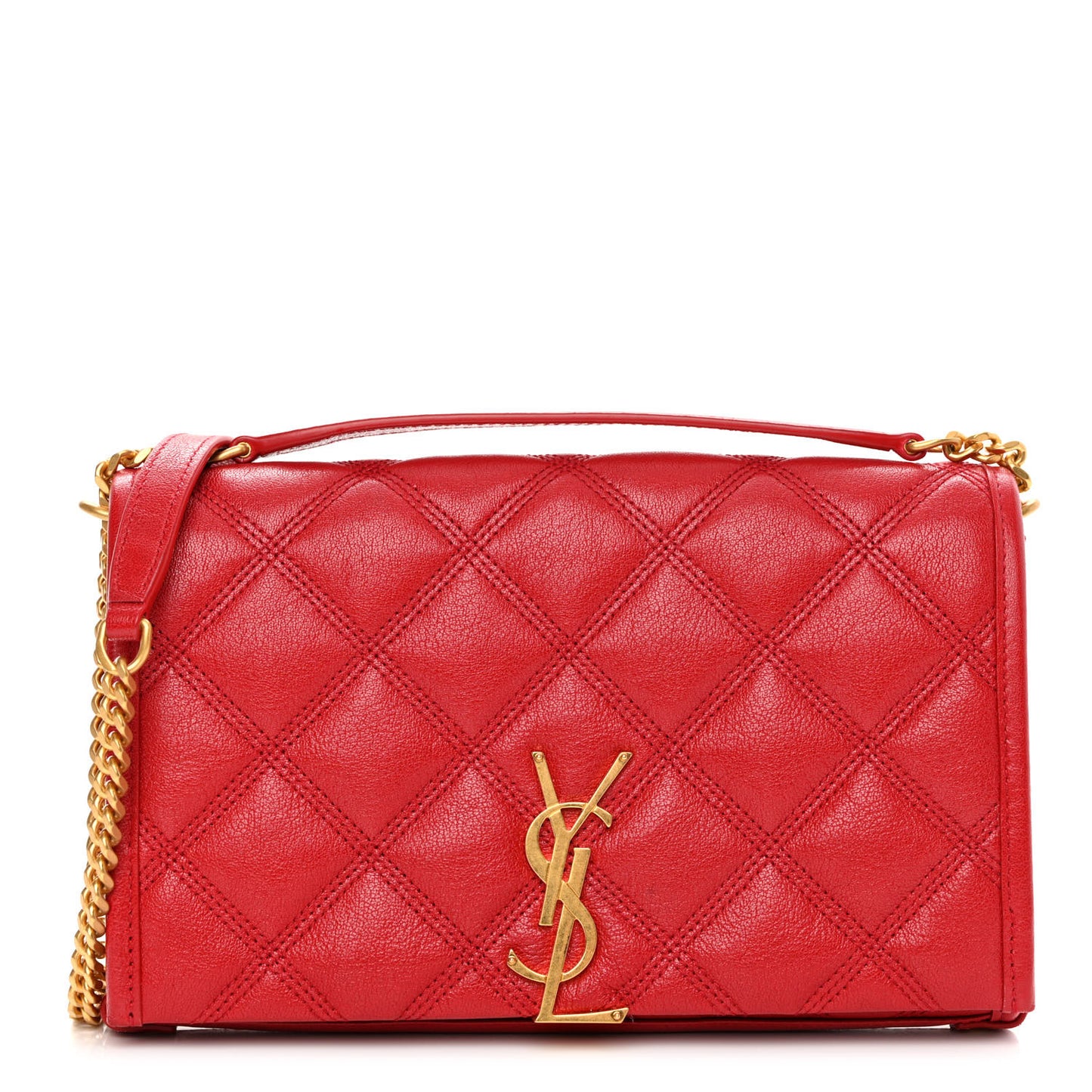 Lambskin Diamond Quilted Becky Chain Wallet Rouge Eros