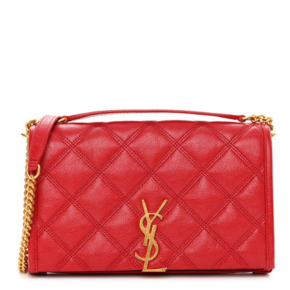 Saint Laurent Lambskin Diamond Quilted Becky Chain Wallet Rouge Eros 1 of 9