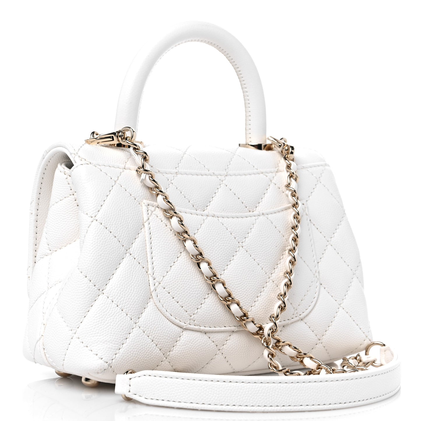 Caviar Quilted Extra Mini Coco Handle Flap White