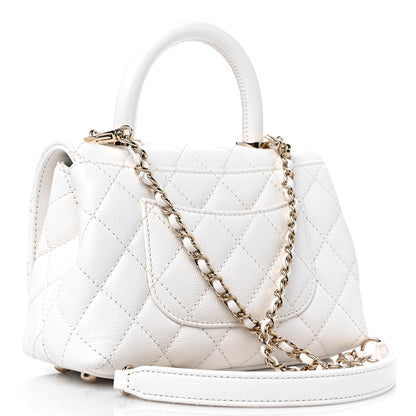 Chanel Caviar Quilted Extra Mini Coco Handle Flap White 3 of 10