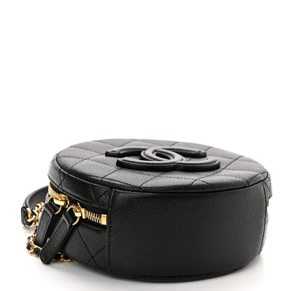 Chanel Caviar Quilted Small Round Vanity With Chain Black 4 of 11