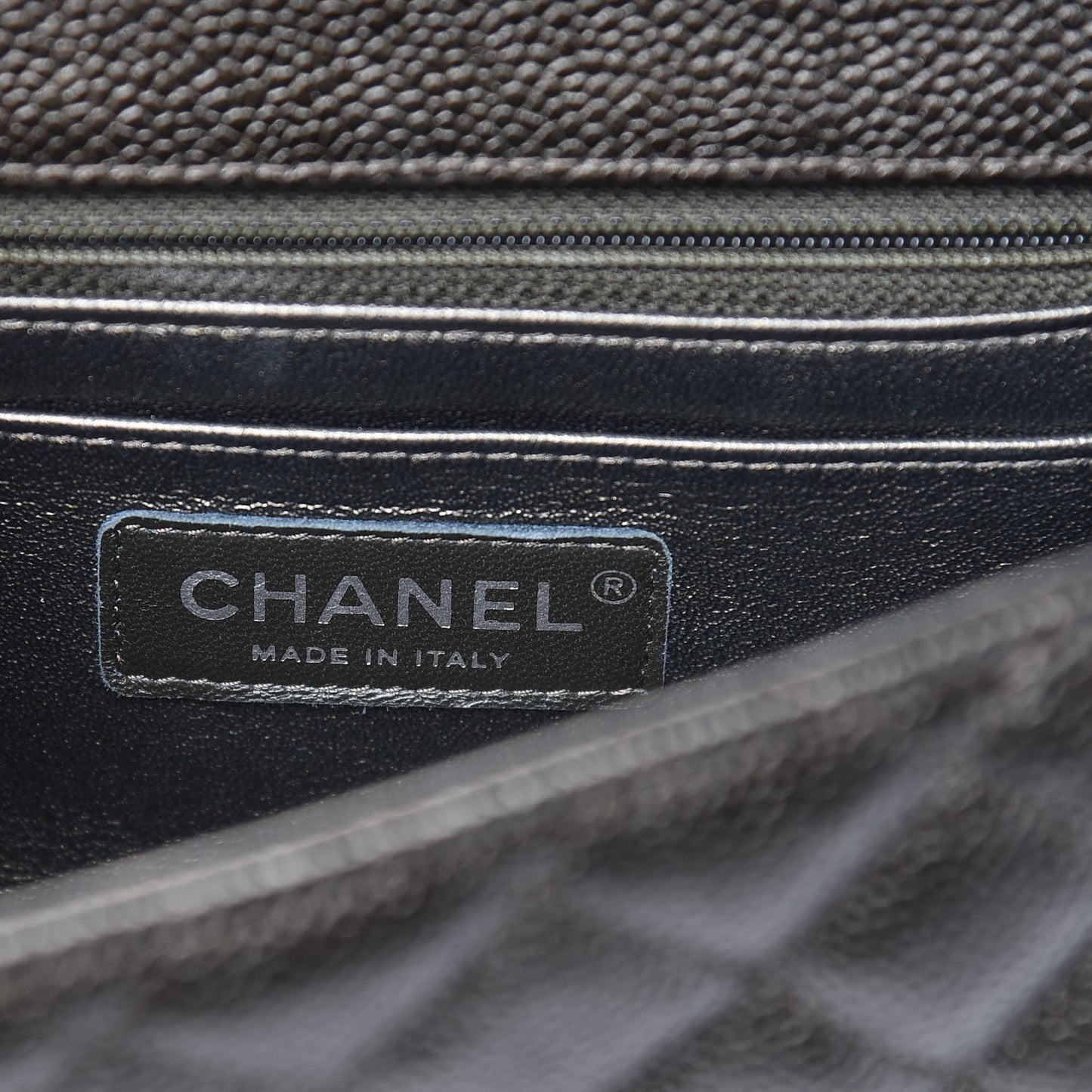 Caviar Quilted Mini Square Flap Dark Charcoal