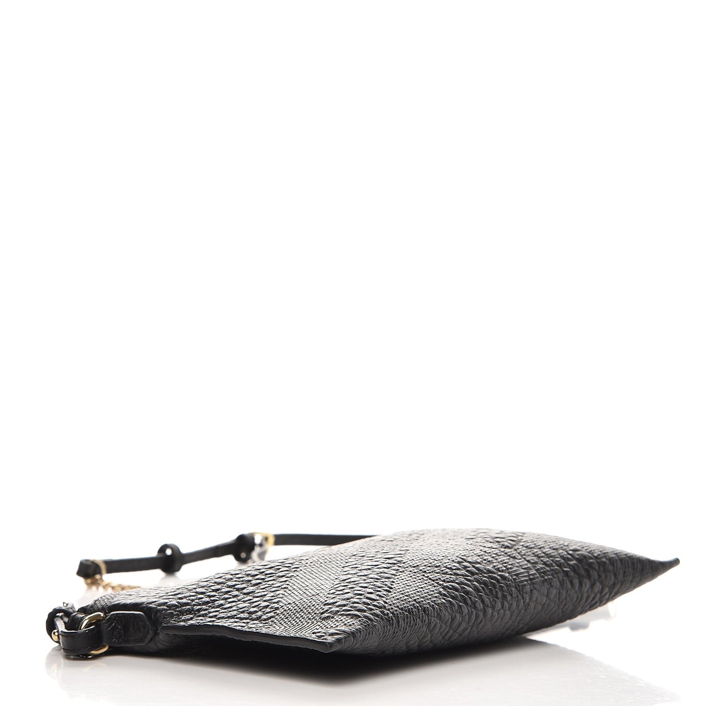 Signature Grain Calfskin Check Embossed Peyton Crossbody Clutch Bag Black