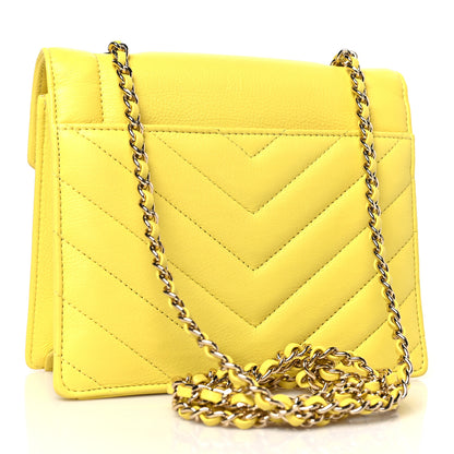 Chanel Calfskin Quilted Chevron Small Envelope Flap Yellow 3 of 9