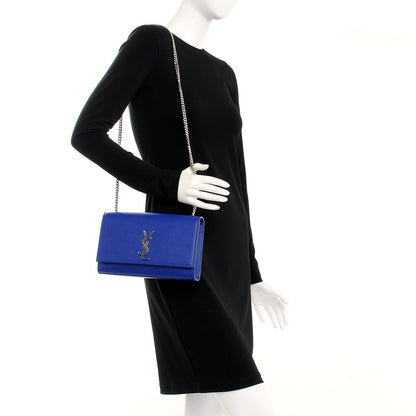 Saint Laurent Grain De Poudre Medium Classic Monogram Kate Satchel Flash Blue 2 of 7