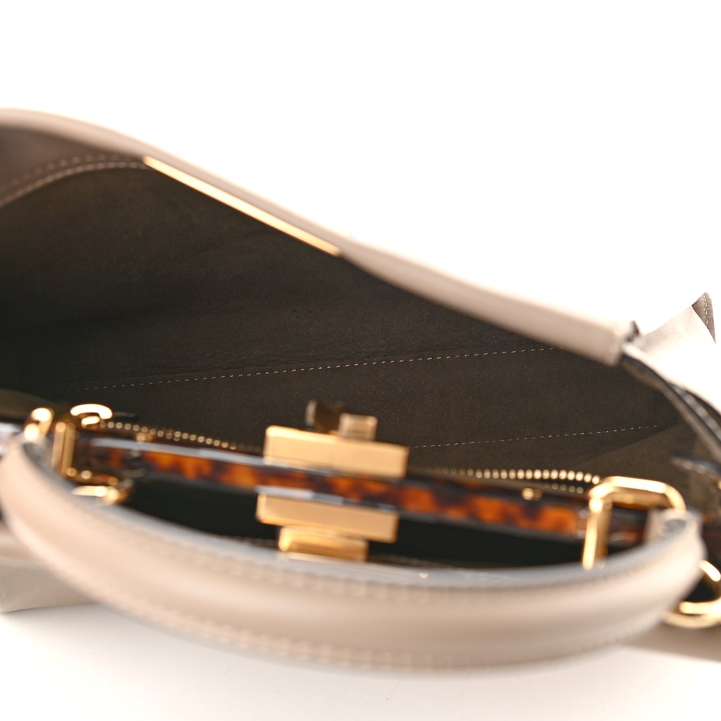 Vitello Seta Plexiglass Tortoise Medium Peekaboo Iconic Satchel Tortora
