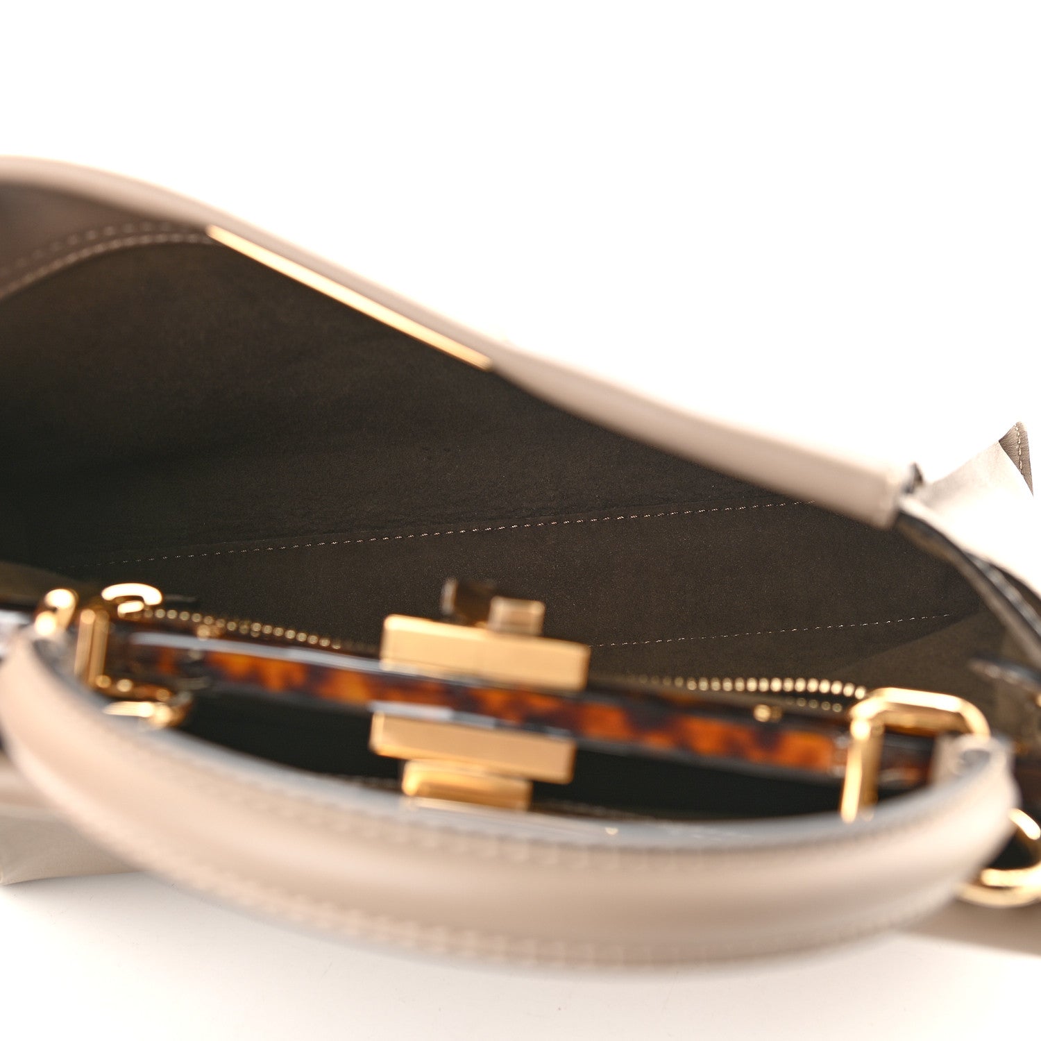 Fendi Vitello Seta Plexiglass Tortoise Medium Peekaboo Iconic Satchel Tortora 5 of 9