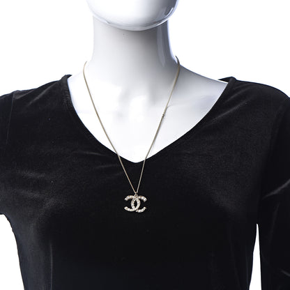 Chanel Pearl Crystal CC Pendant Necklace Gold 2 of 6