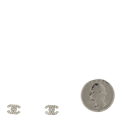 Chanel Crystal Timeless CC Earrings Silver 2 of 3