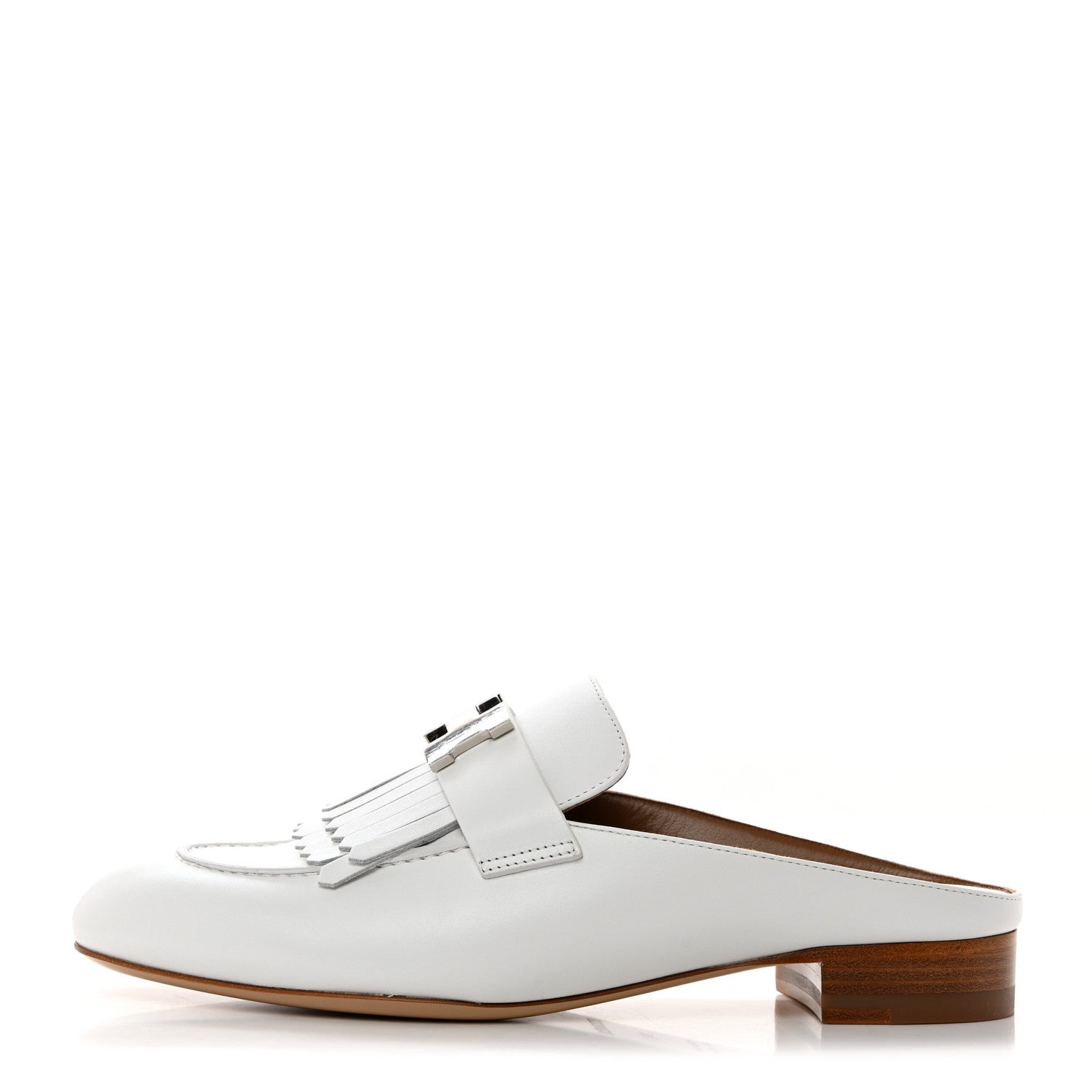 Hermes Goatskin Rivoli Mules 36.5 White 1 of 9