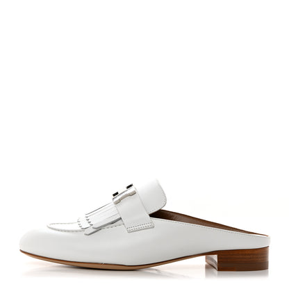 Hermes Goatskin Rivoli Mules 36.5 White 1 of 9