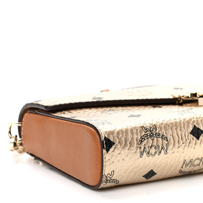 MCM Metallic Visetos Medium Millie Crossbody Bag Berlin Gold 9 of 10