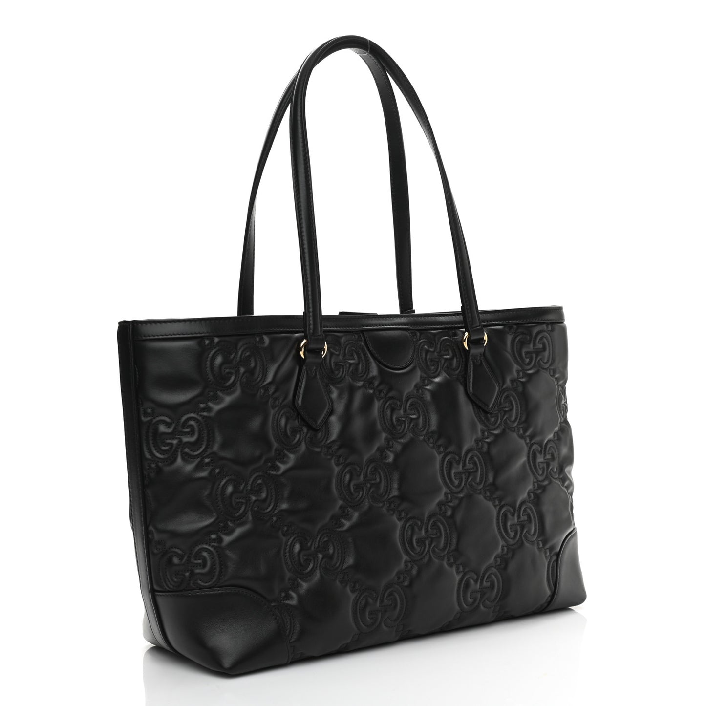 Calfskin GG Matelasse Medium Ophidia Shopping Tote Black