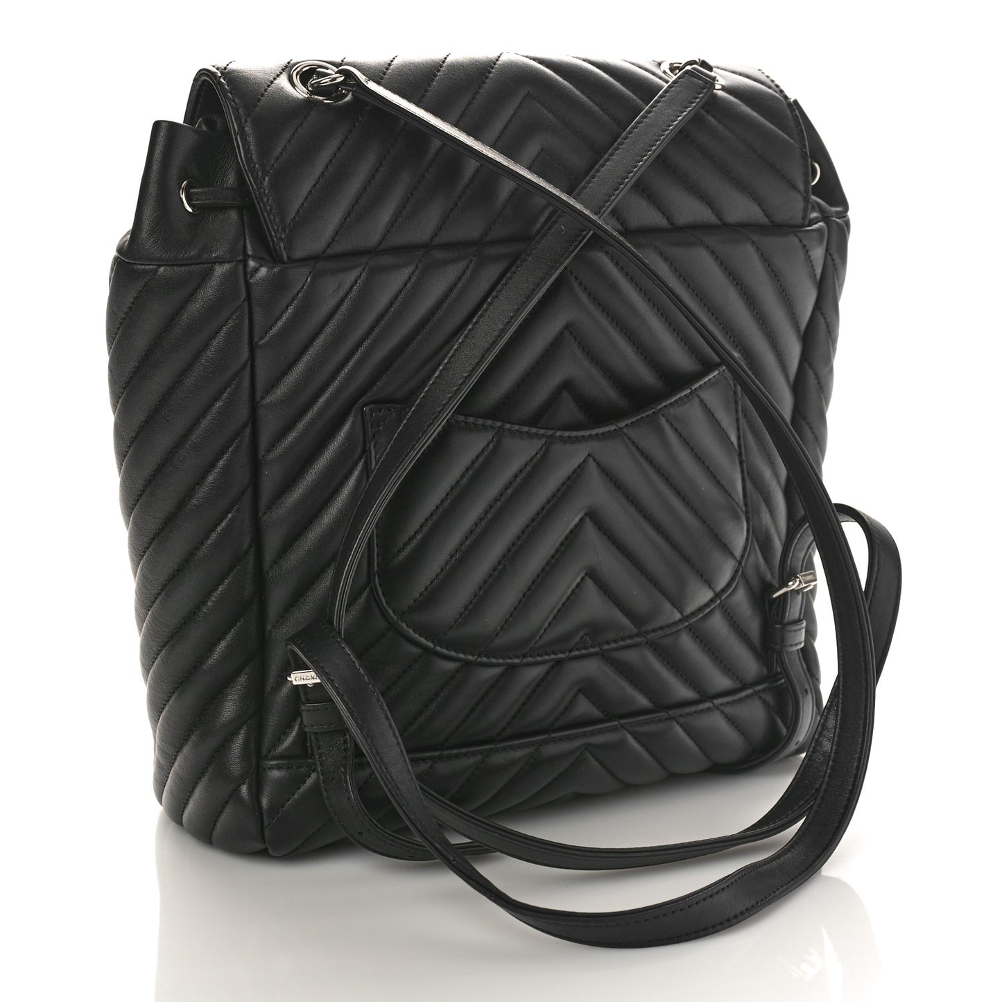 Calfskin Chevron Quilted Large Urban Spirit Backpack Black