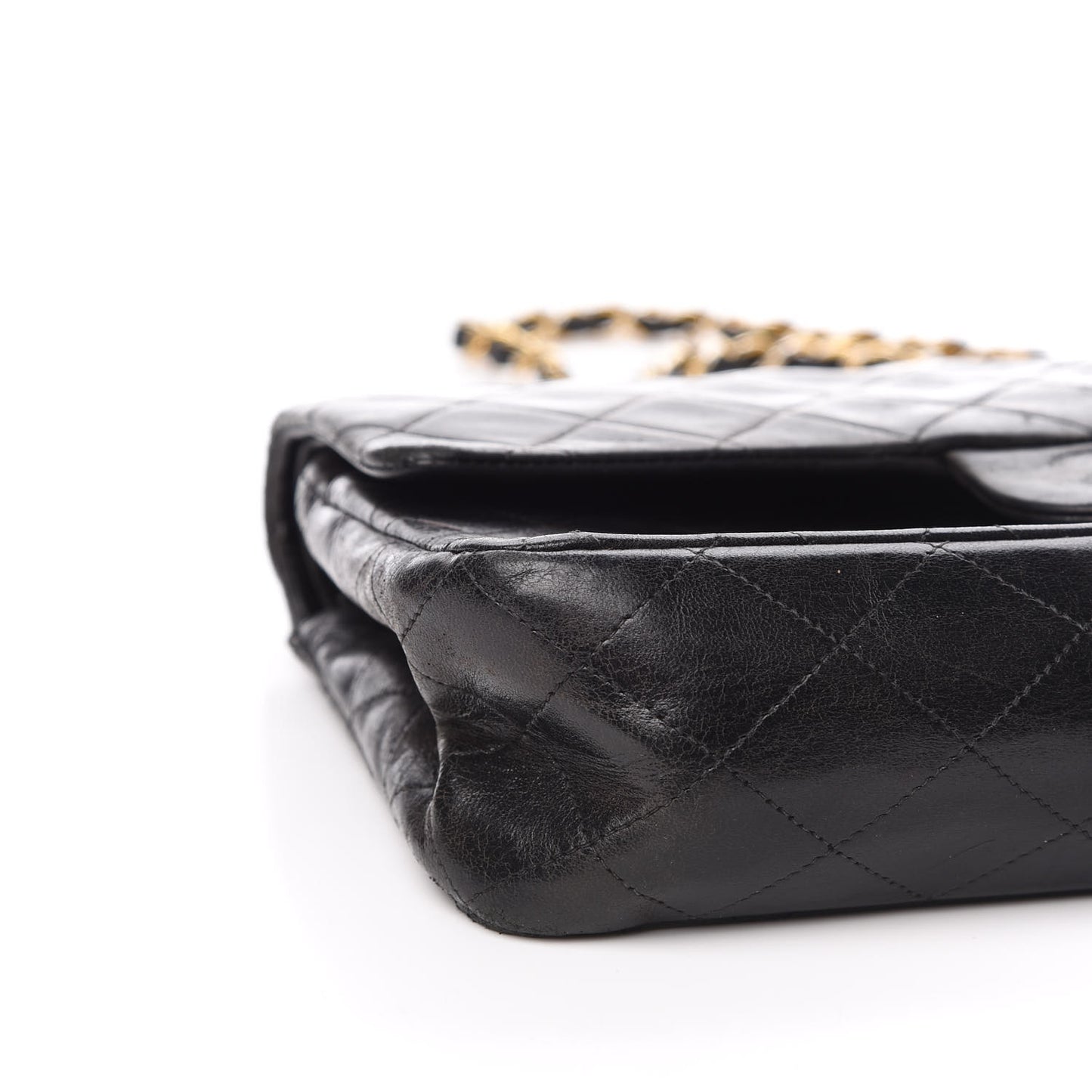 Lambskin Quilted Medium Double Flap Black