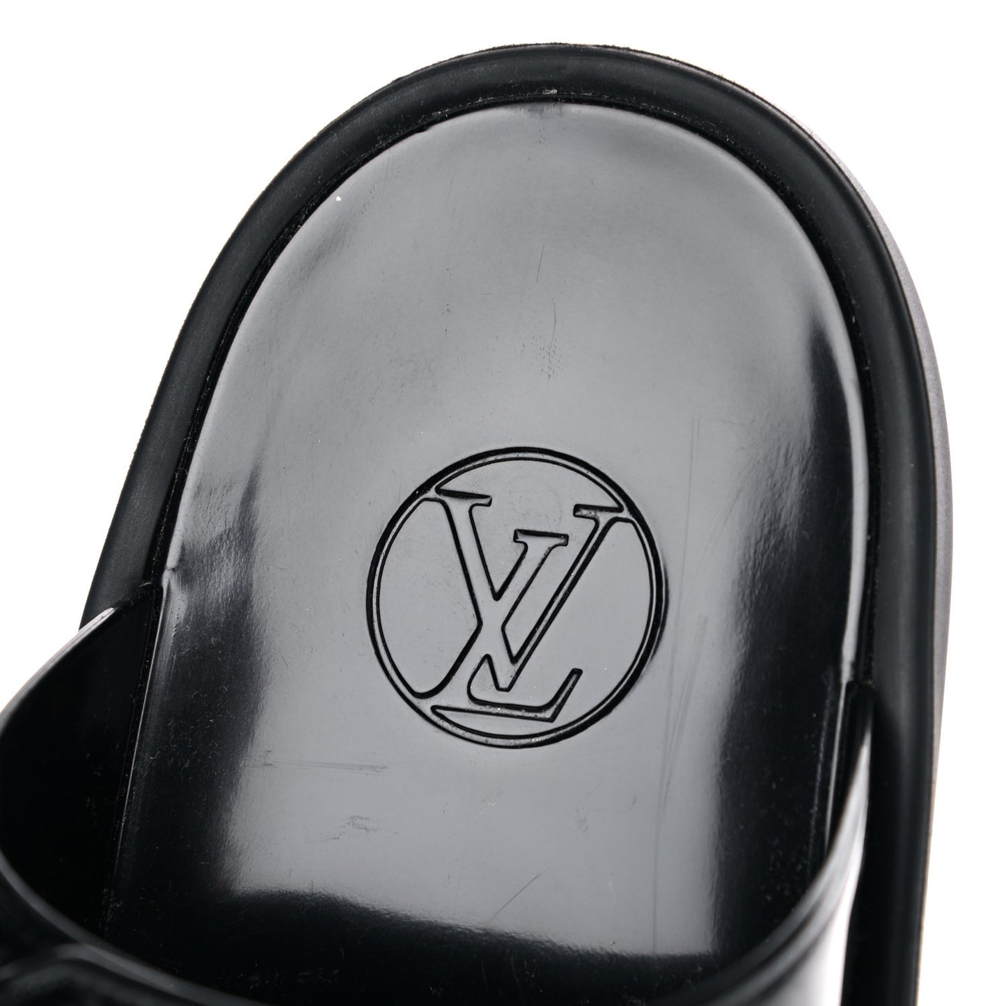 Monogram Sunbath Flat Mule Sandals 38 Black