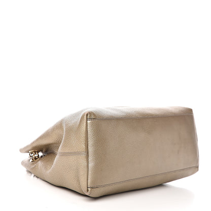 Gucci Metallic Pebbled Calfskin Medium Soho Chain Shoulder Bag Golden Beige 3 of 13