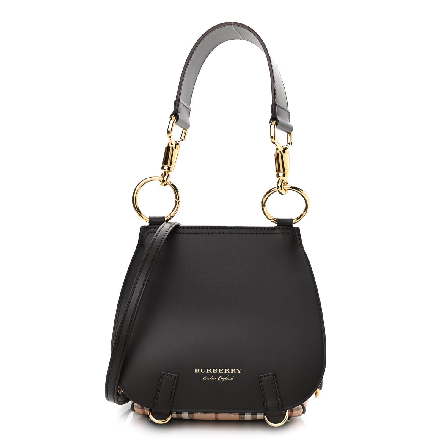 Burberry Haymarket Check Large Bridle Saddle Bag Dark Clove Brown 1 of 10