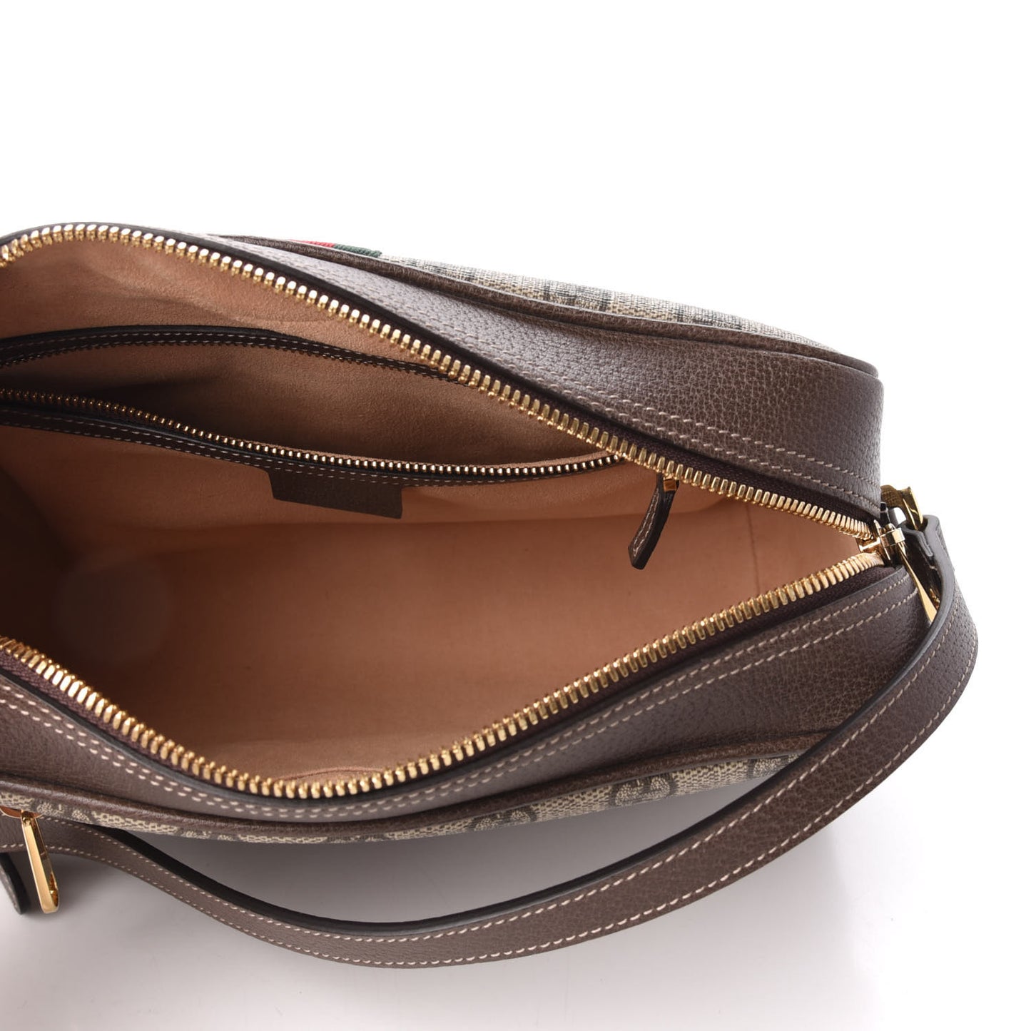 GG Supreme Monogram Web Small Ophidia Shoulder Bag Brown