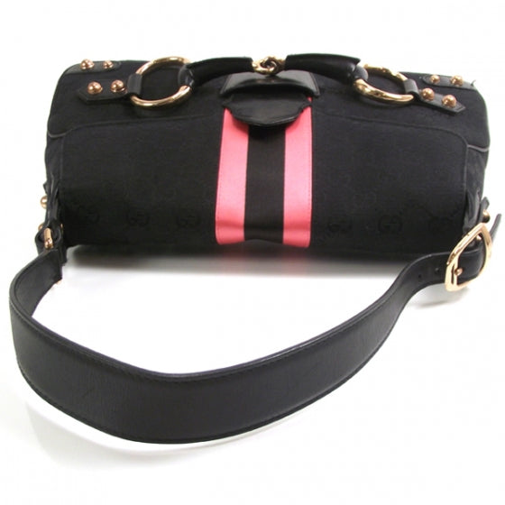 Monogram Horsebit Flap Bag Black/Pink