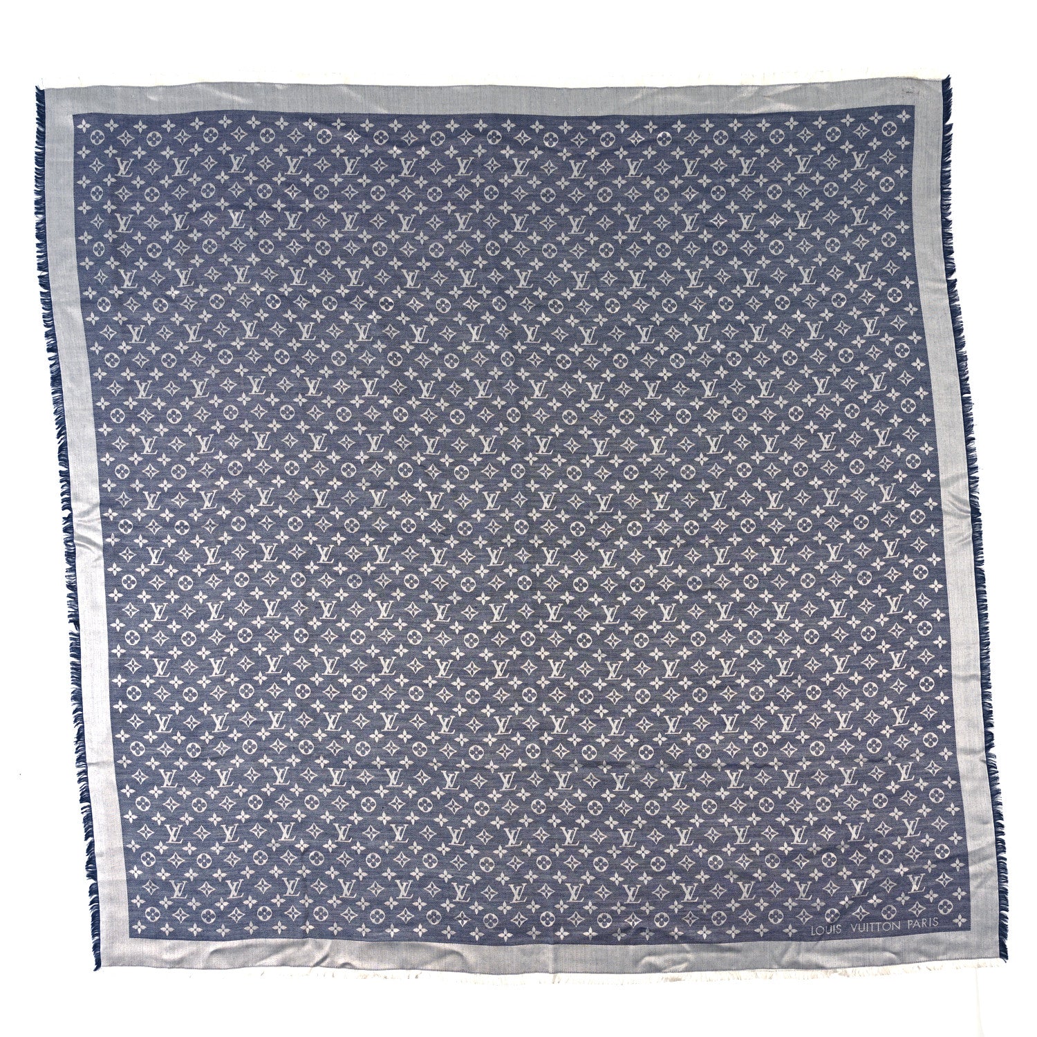 Louis Vuitton Silk Wool Monogram Denim Shawl Blue 1 of 4