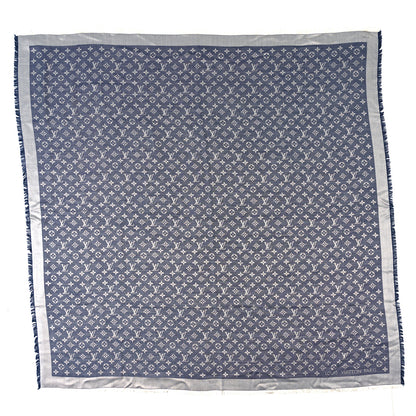 Louis Vuitton Silk Wool Monogram Denim Shawl Blue 1 of 4