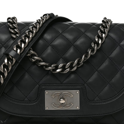 Chanel Calfskin Quilted Medium Double Chained Messenger Flap  Black 8 of 10